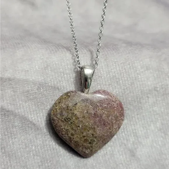 Karis Rhodonite Heart Pendant Necklace